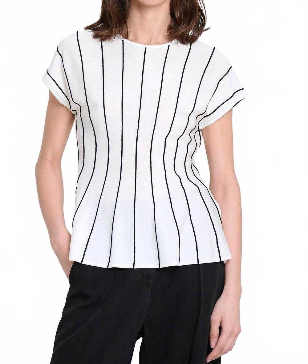 NEW SITA MURT vertical striped peplum top in ecru